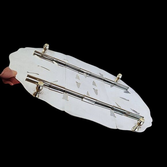 Mid-Century Italian Silverplate Expandable Trivet DelBerti Holiday Hot Plate - Picture 8 of 13